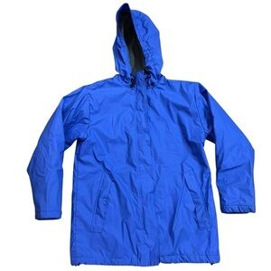 Lands End Hooded Blue Rain Jacket Petite Women’s  XS 2-4 Winter Fleece Snow